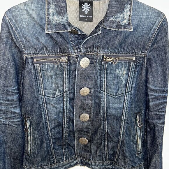 Thomas Wylde Designer π©βπ¨ Diamond π π Denim Jacket Unique Buttonsβand Zips! - Picture 6 of 17